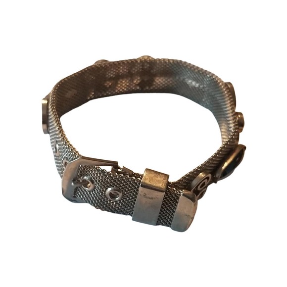 Vintage Mesh Bracelet With Hematite Cabochons - Picture 7 of 10